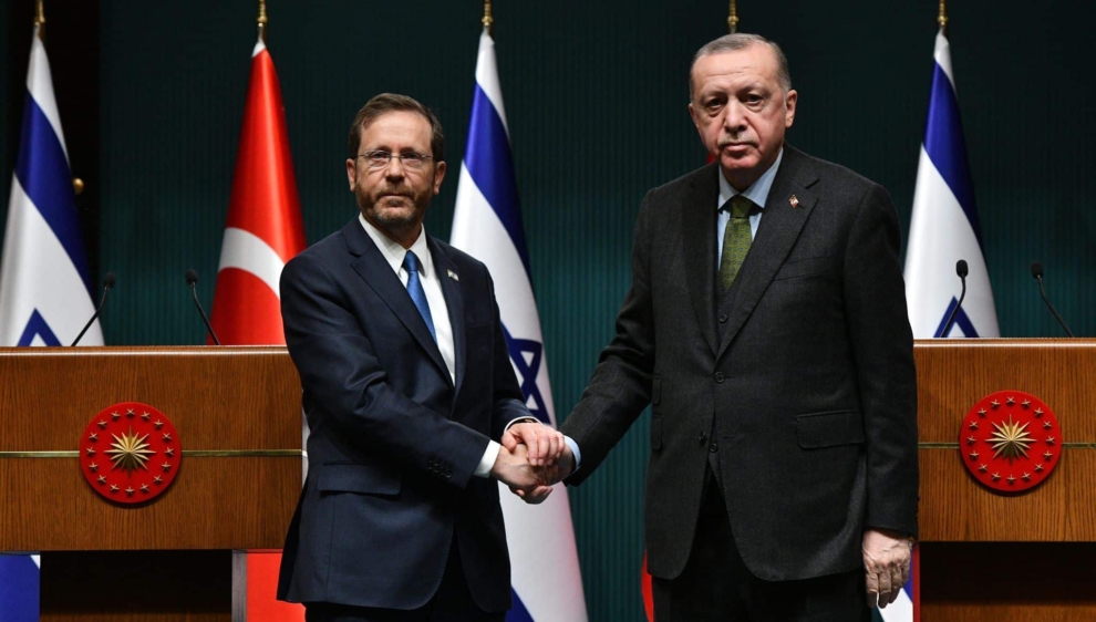 Recep Tayyip Erdogan reçoit le président israélien Isaac Herzog à Ankara en mars 2022.