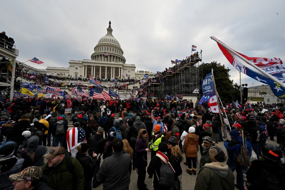 Mobilisation des partisans de Donald Trump devant le Capitole des États-Unis, le 6 janvier 2021.