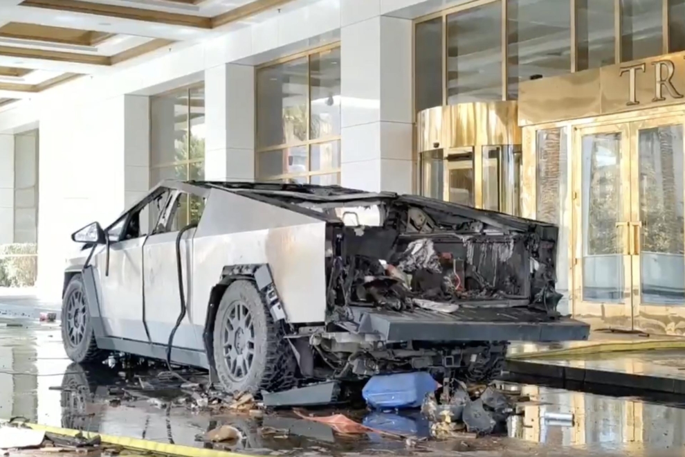 Le véhicule Cybertruck (Tesla) qui a explosé devant un hôtel Trump à Las Vegas, Nevada, le jour du Nouvel An.