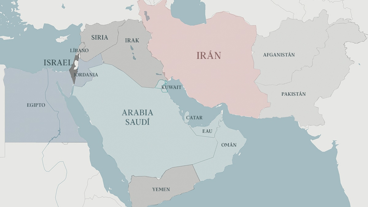 Mapa de las regiones del conflicto en Oriente Medio