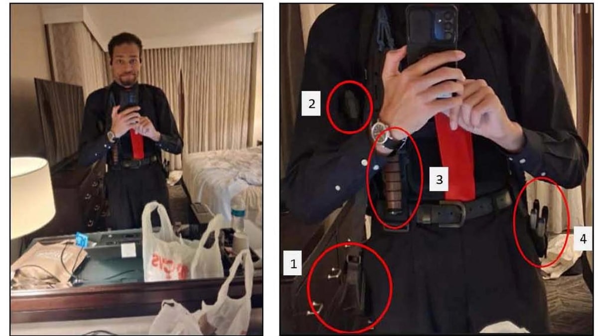 Selfi de Cole Tomas Allen, auto del tiroteo en el Hilton, antes del intento de atentado.